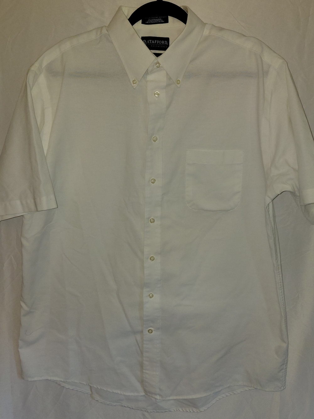 Stafford White Short Sleeve Button-Down Shirt with Chest Pocket #2289